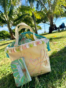 Drawstring aloha tote- hibiscus /巾着アロハトート