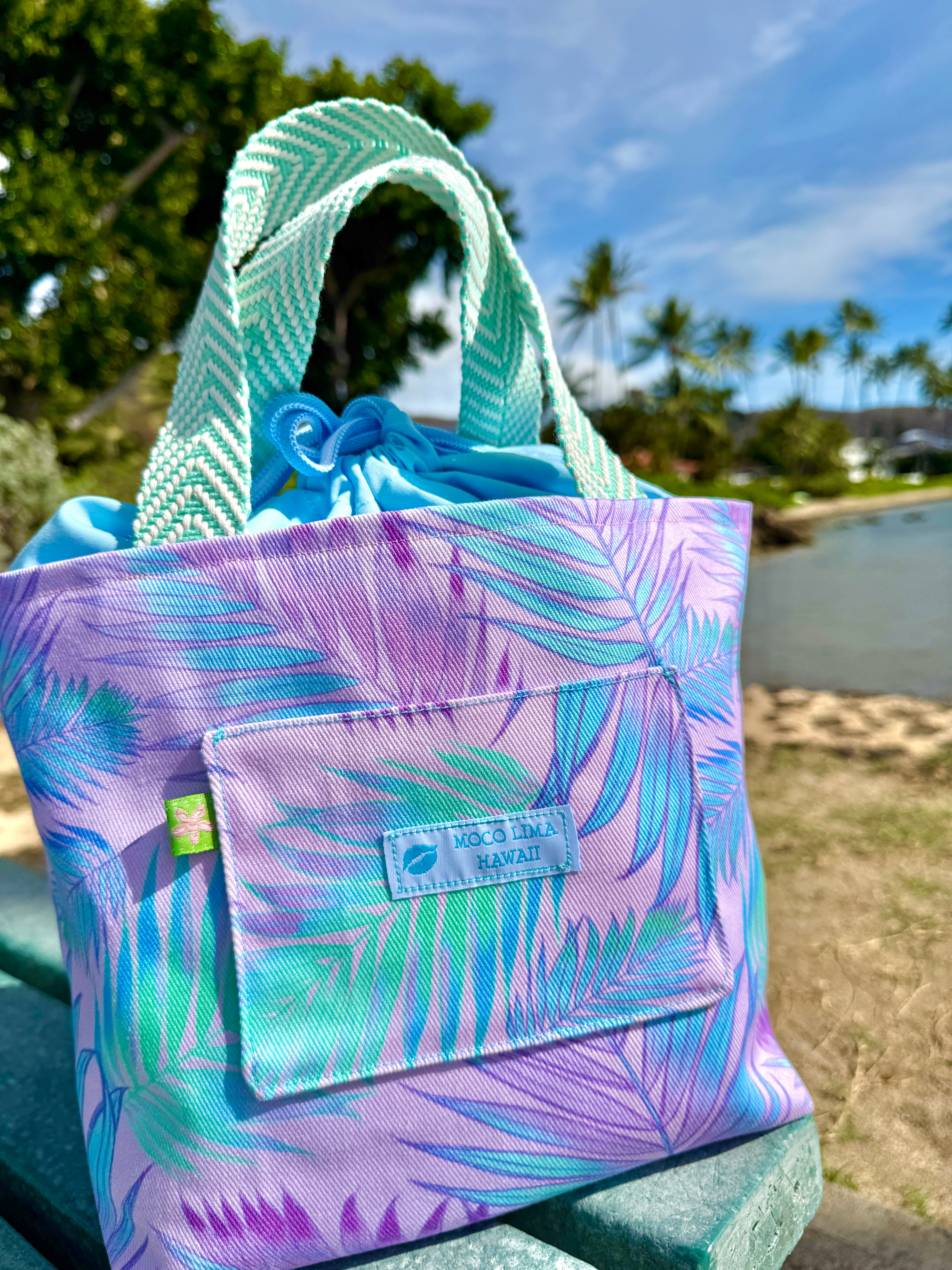 【新作送料無料】巾着トートMサイズ　リーフ