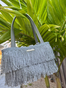 Fringe tote silver/ フリンジ巾着トート　シルバー