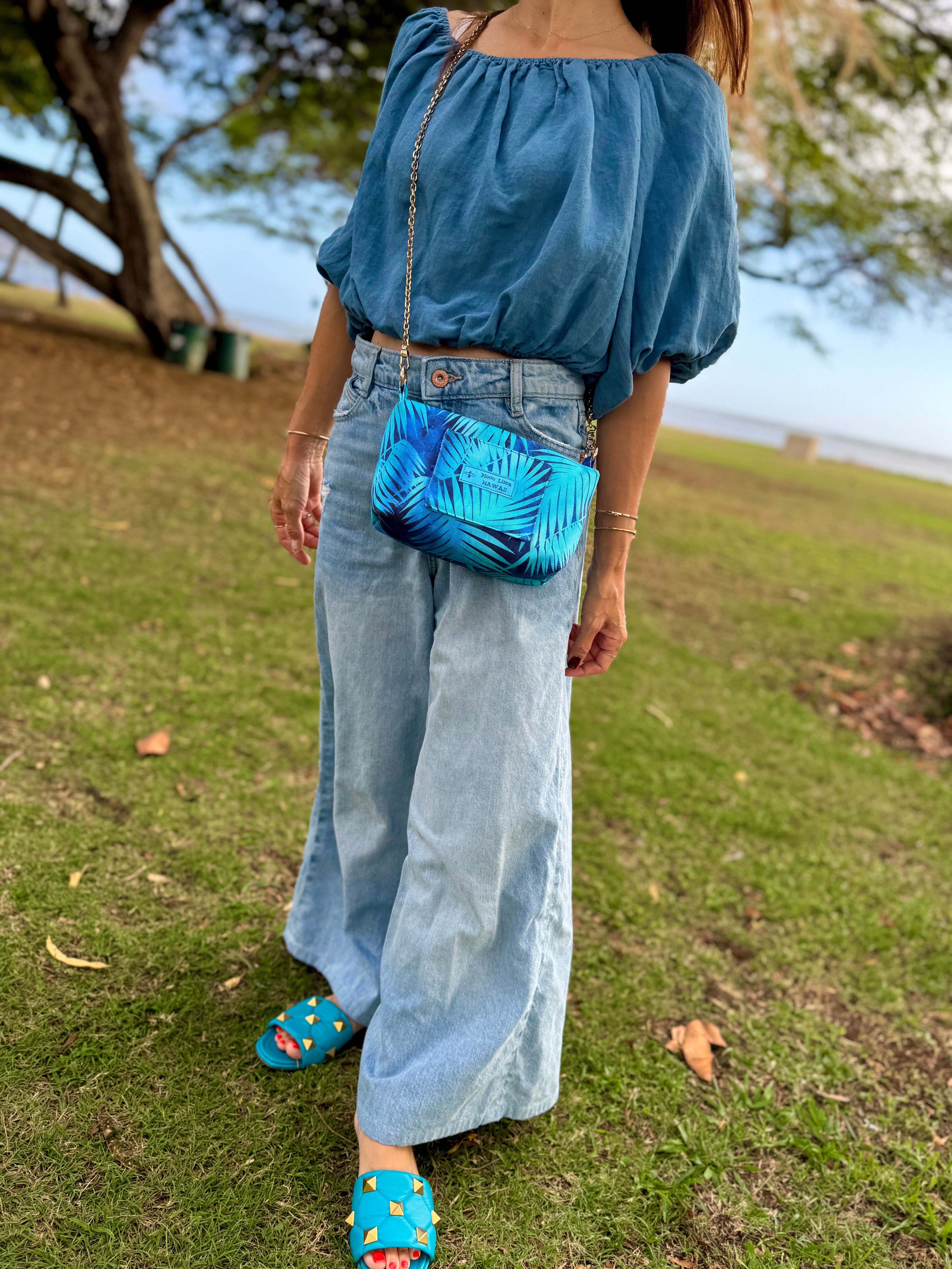 Shoulder bag mini (blue leaf) / ショルダーミニ（ブルーリーフ）