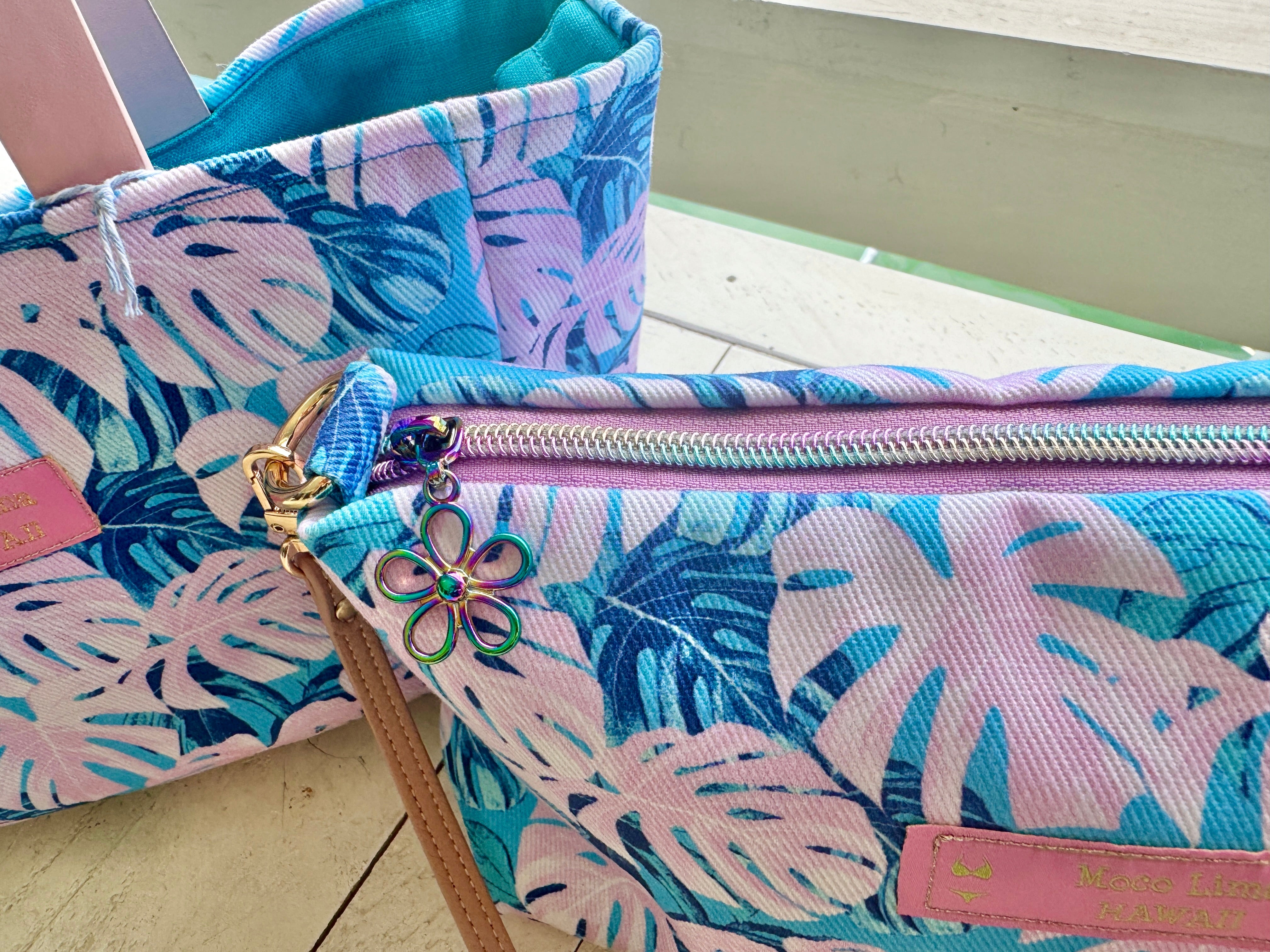 トート＆ショルダーセット（ピンクモンステラ）