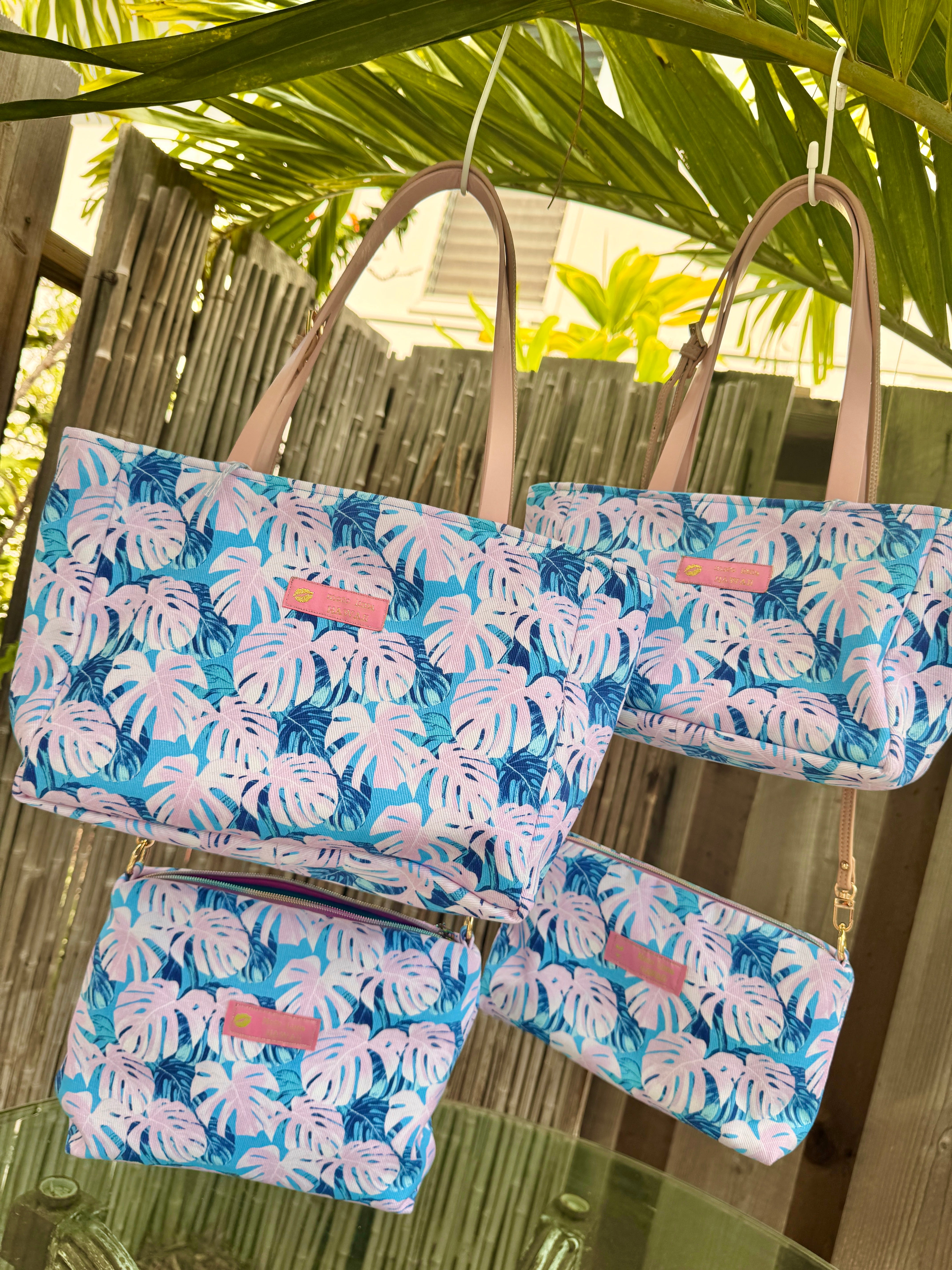 トート＆ショルダーセット（ピンクモンステラ）