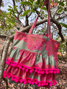 Frills tote bag/フリルトート　ハイビスカス