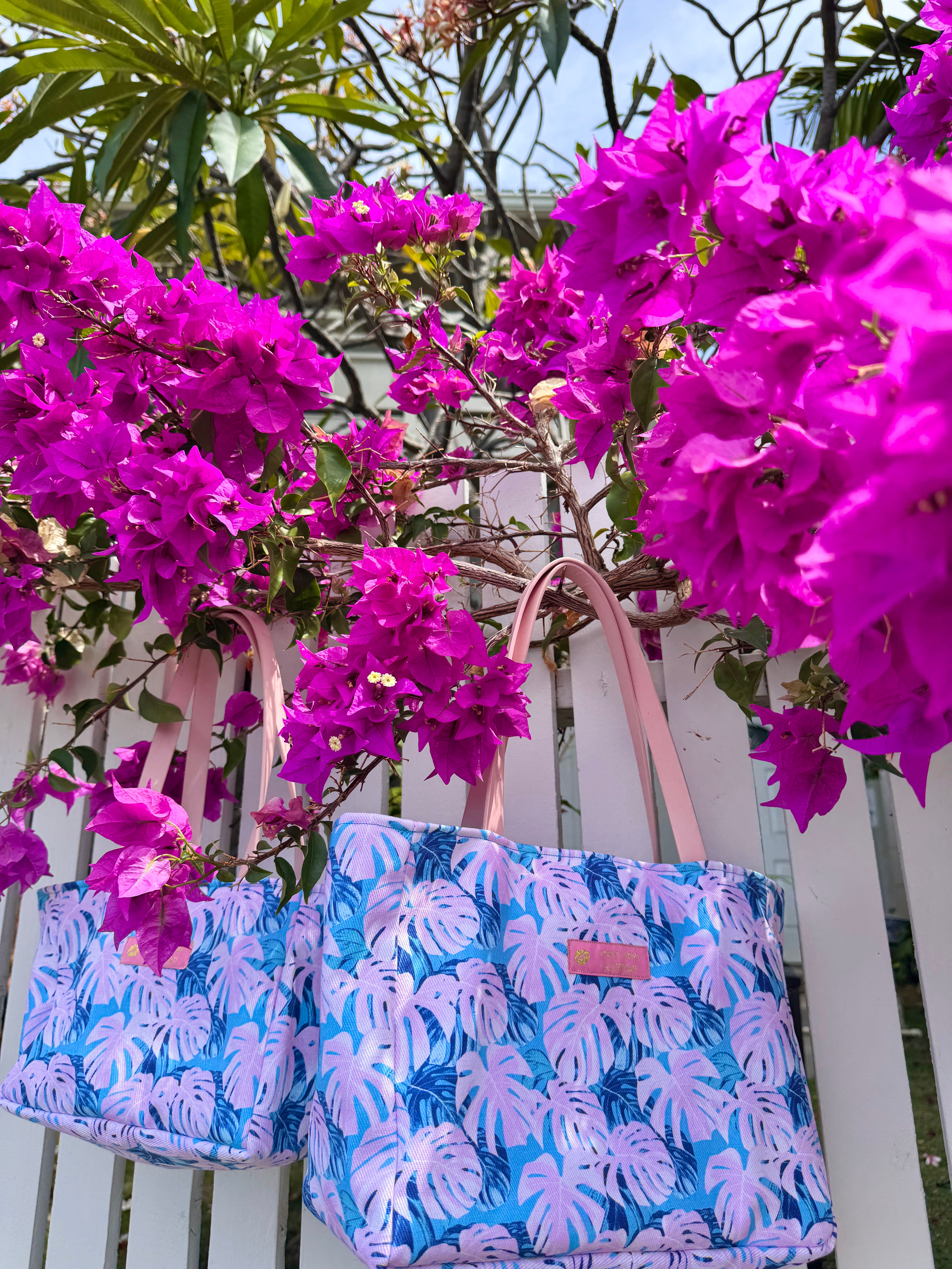 トート＆ショルダーセット（ピンクモンステラ）