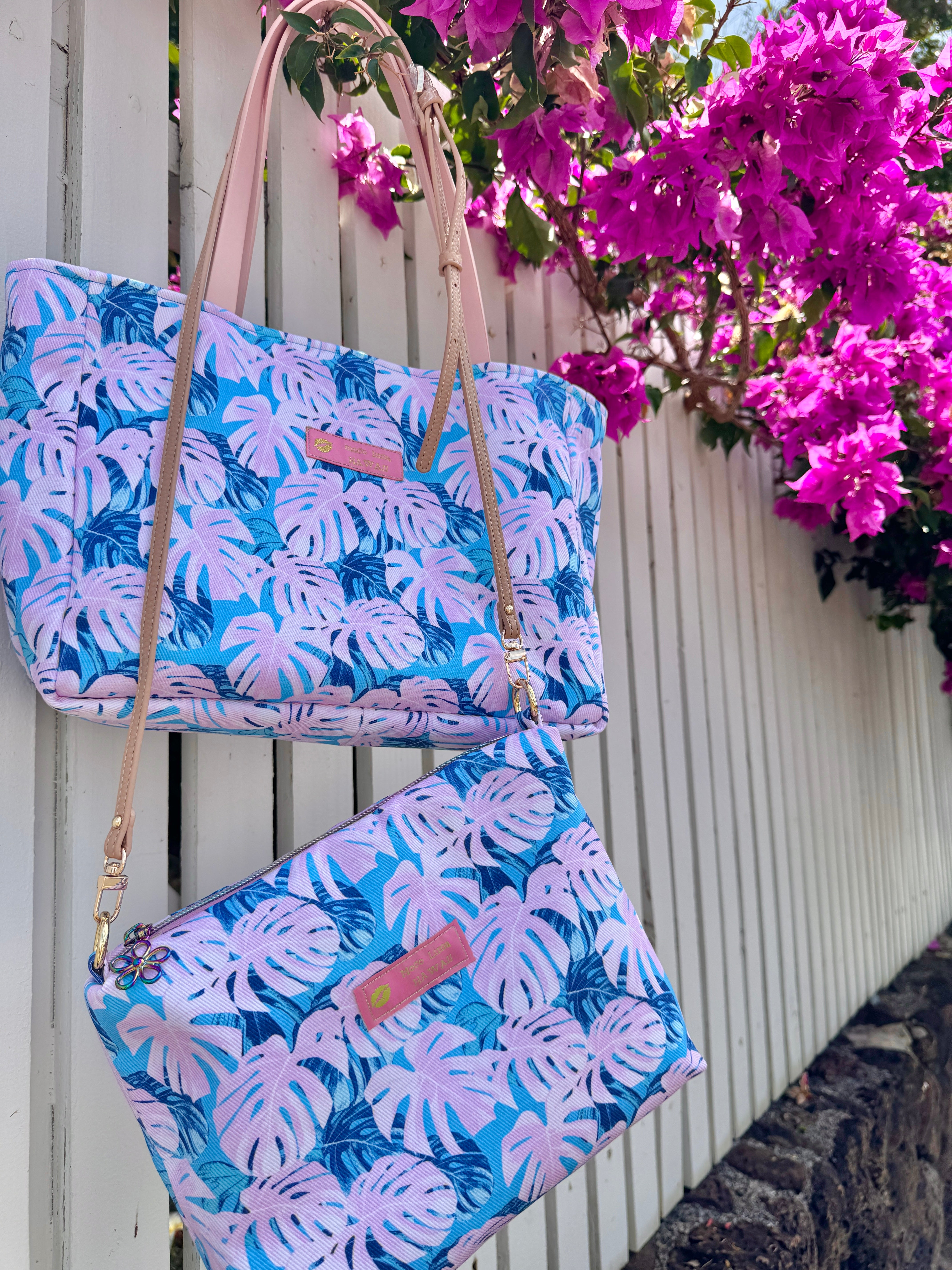 トート＆ショルダーセット（ピンクモンステラ）