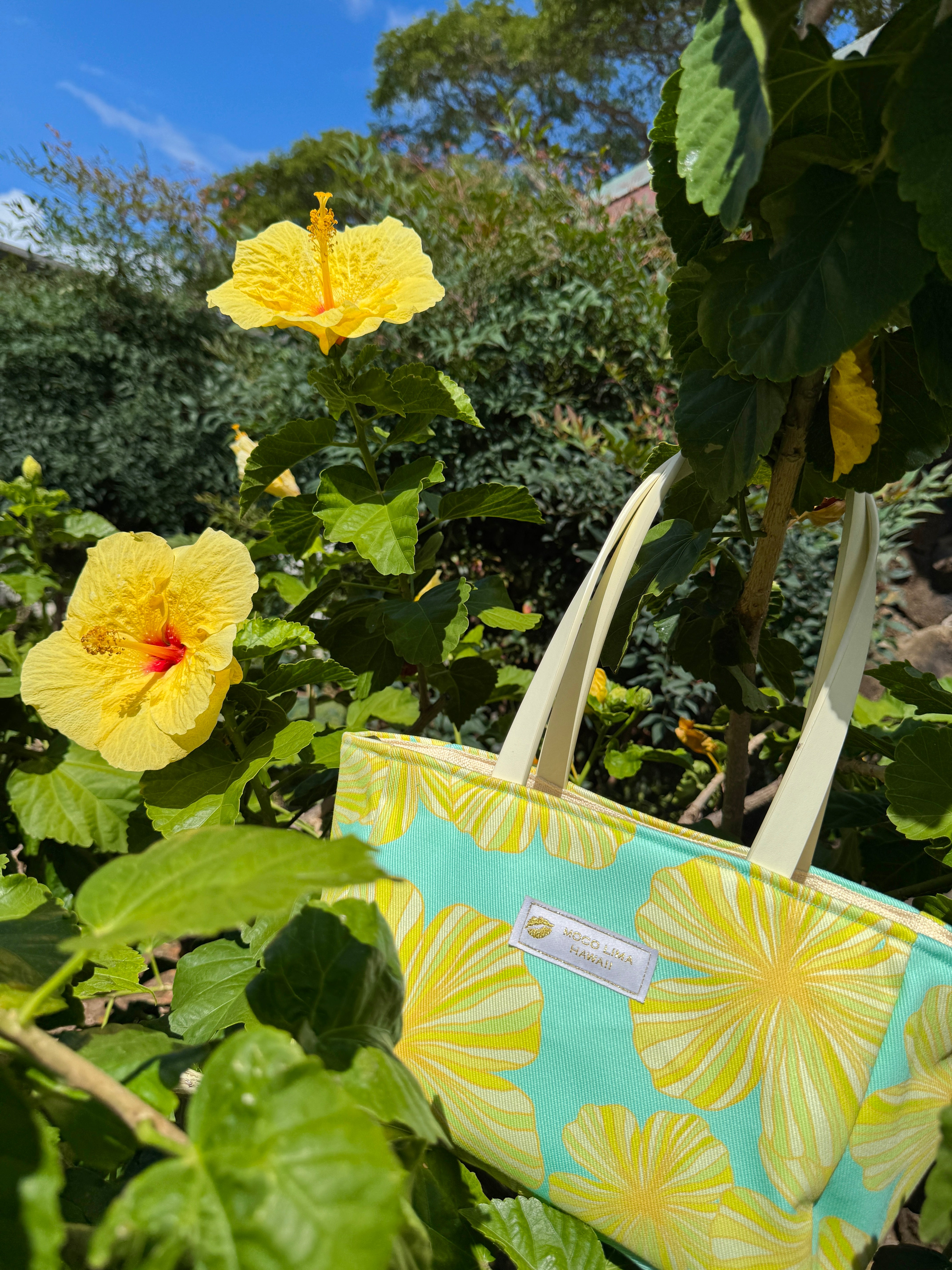 新色* 6way tote mint hibiscus/ ミントハイビスカス トートバッグ＆ショルダーバッグ