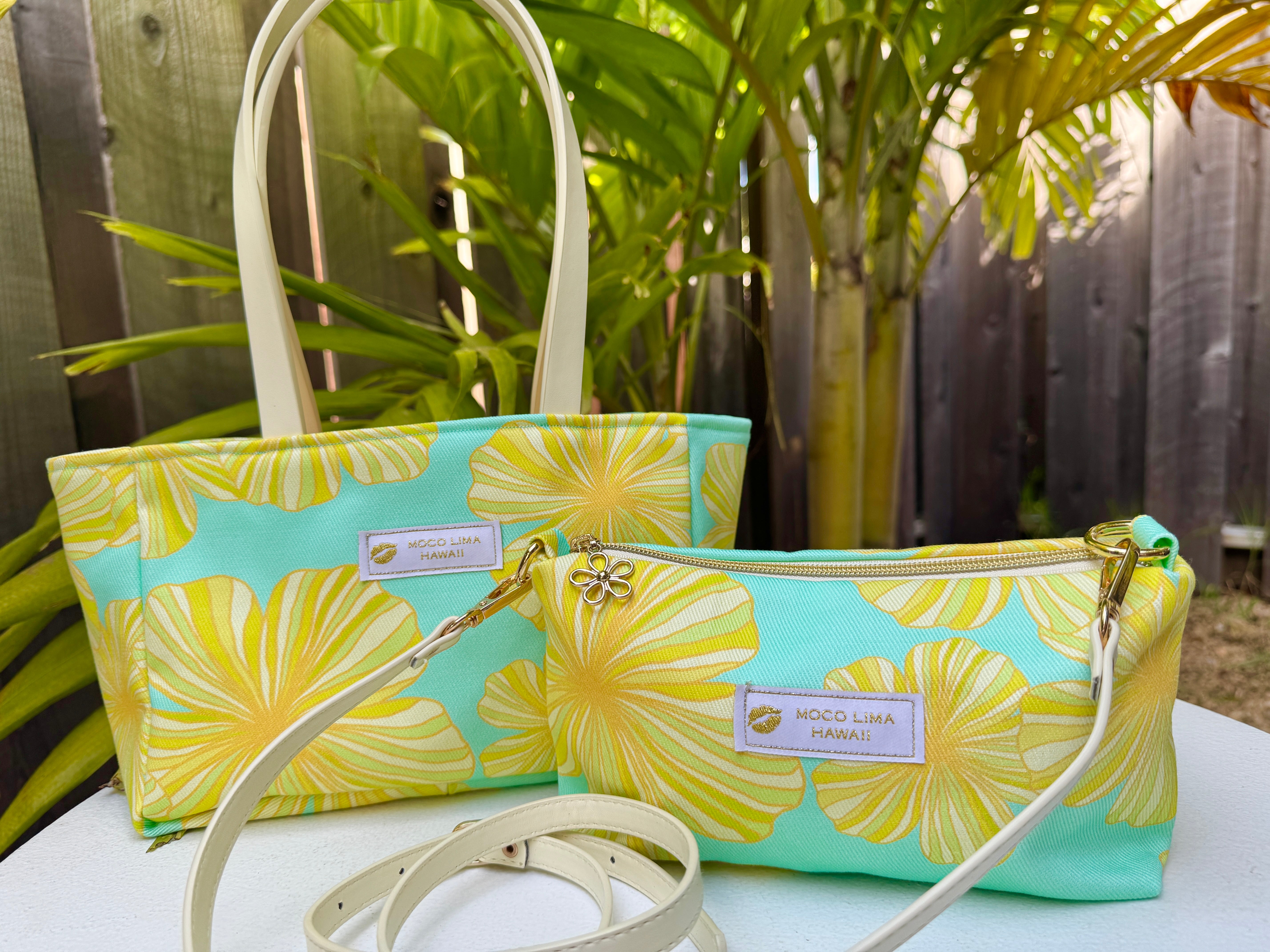 新色* 6way tote mint hibiscus/ ミントハイビスカス トートバッグ＆ショルダーバッグ
