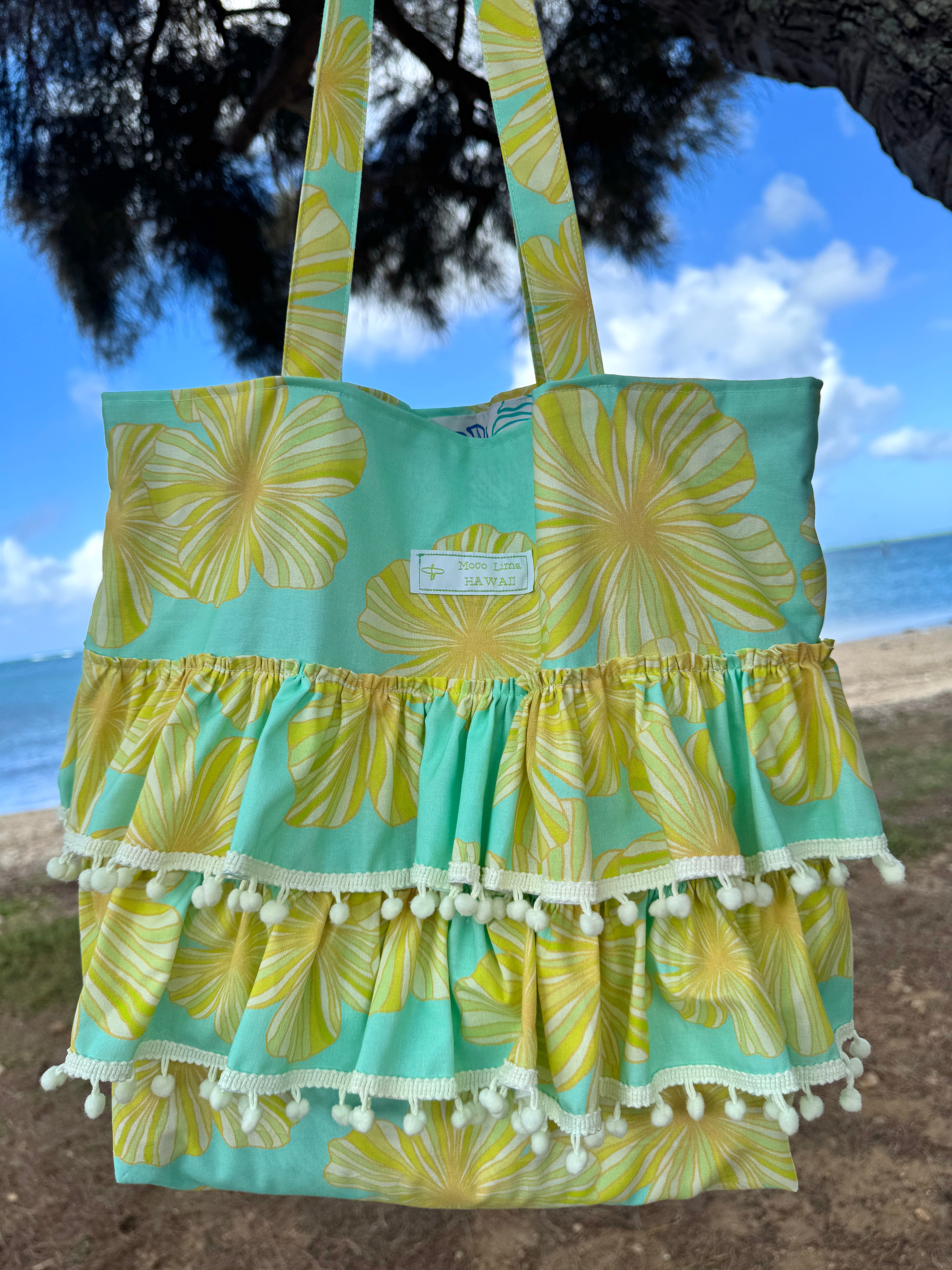 新色＊ Frills tote bag/ フリルトート ハイビスカス ミント