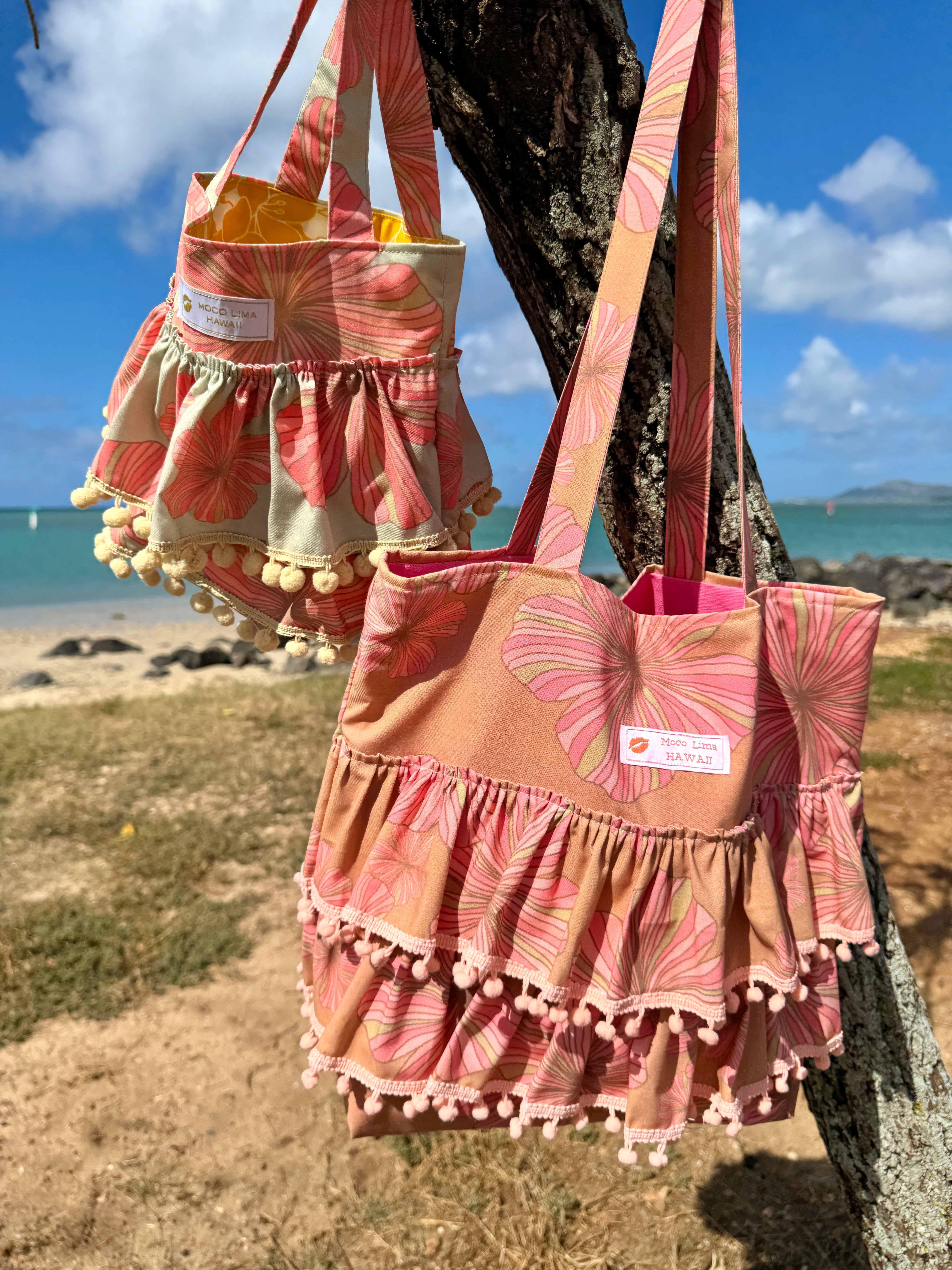 Frills tote bag Mini /フリルトート ミニ　ハイビスカス