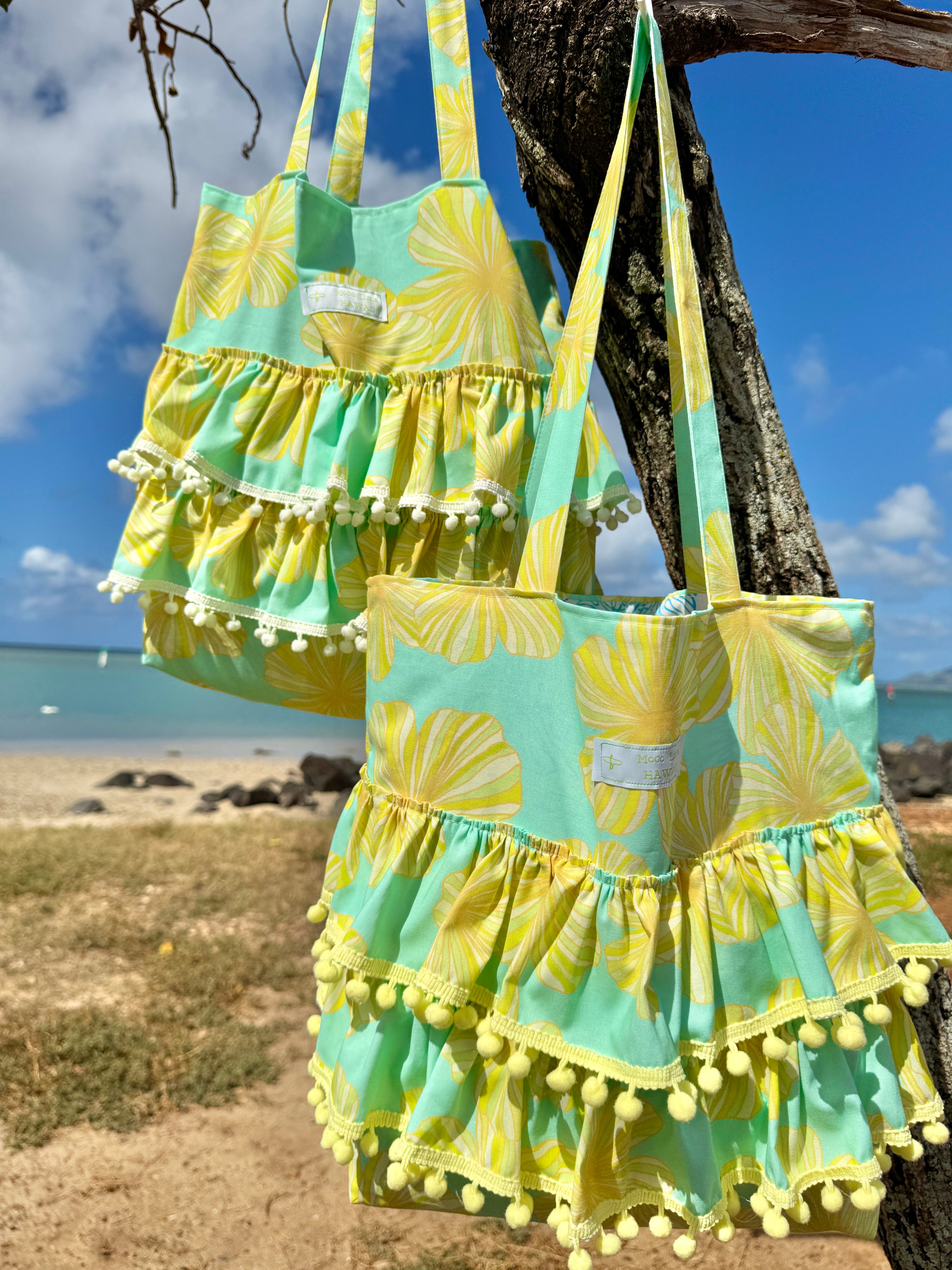 新色＊ Frills tote bag/ フリルトート ハイビスカス ミント