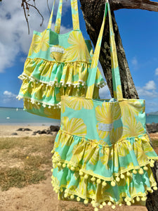 新色＊ Frills tote bag/ フリルトート ハイビスカス ミント